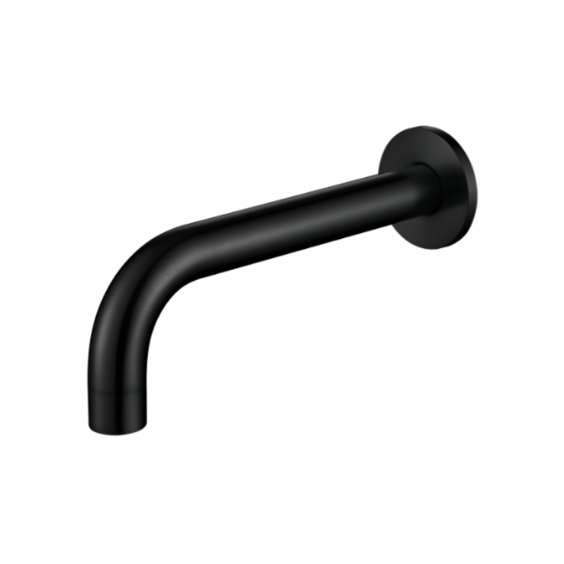 Miro Round Matte Black Bath Spout 200mm