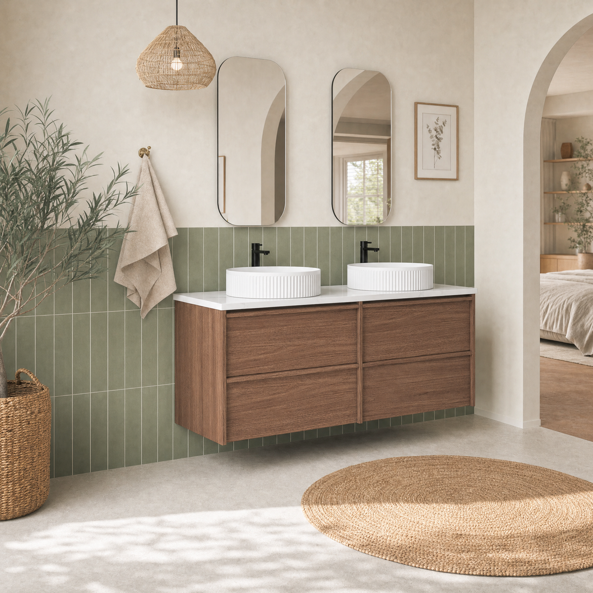 Aulic | 1500mm Venetta Walnut Framed Wall Hung Vanity