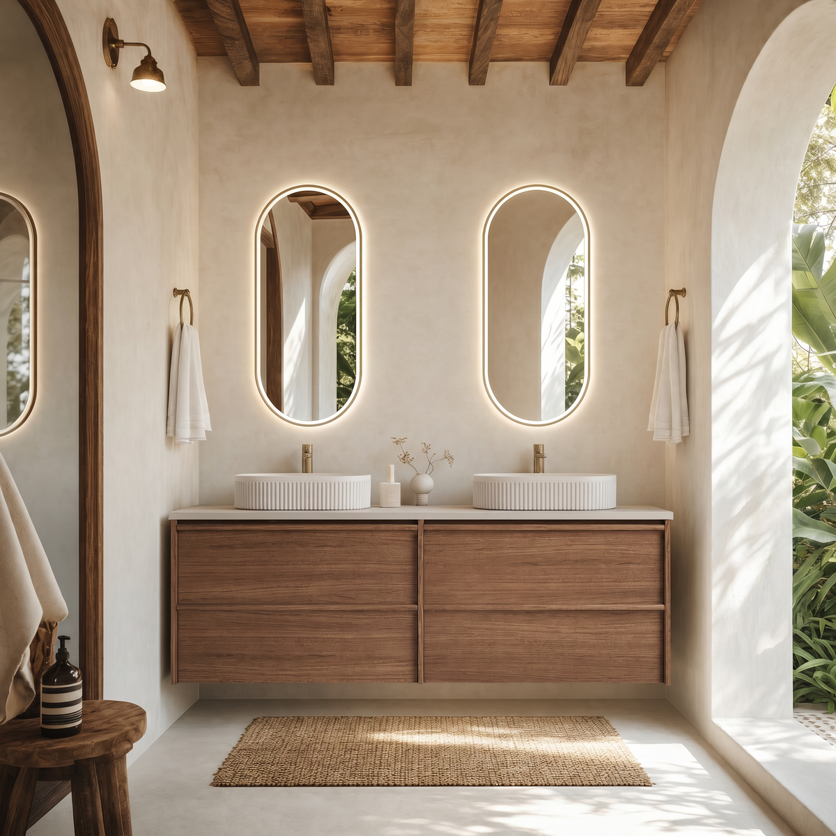Aulic | 1800mm Venetta Walnut Framed Wall Hung Vanity
