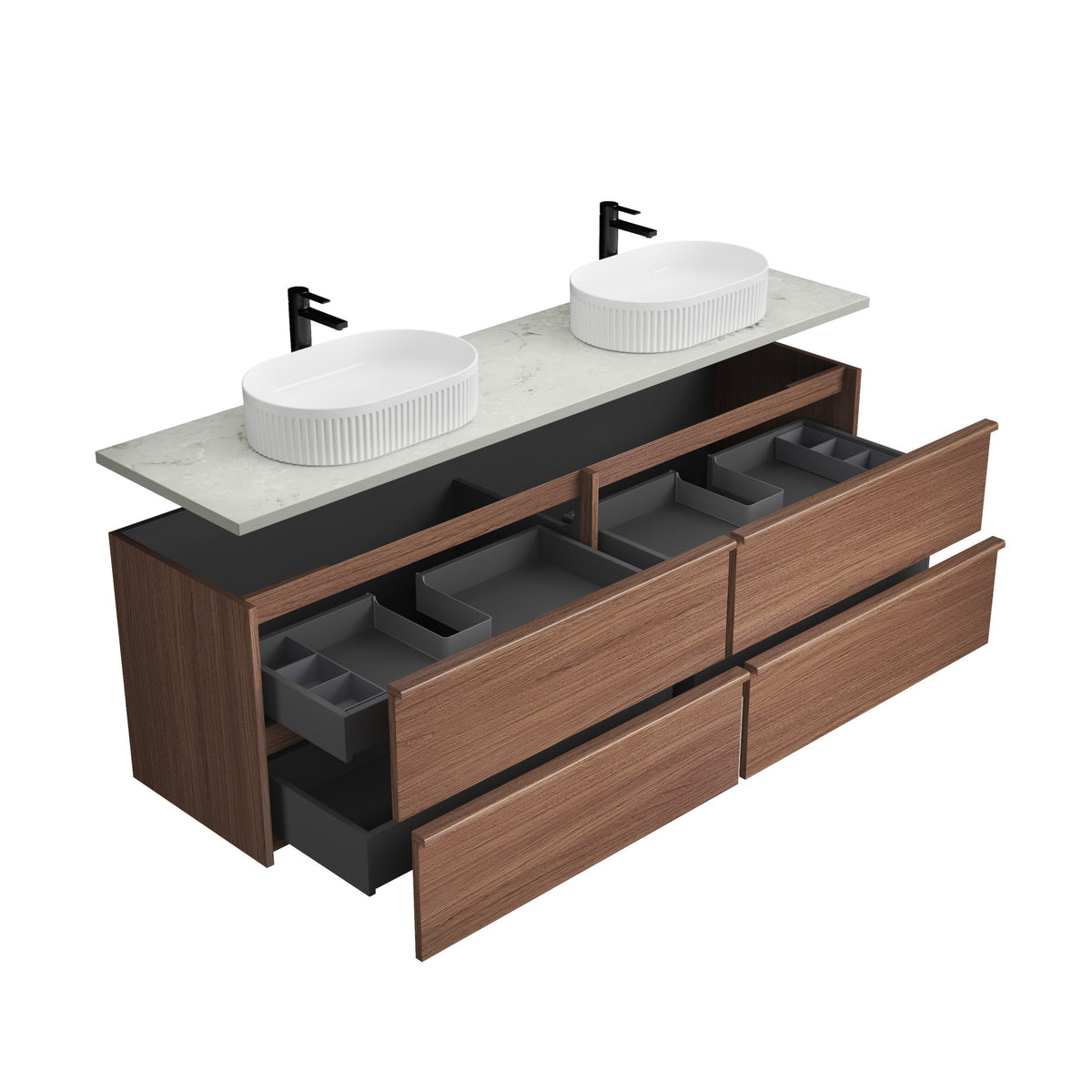 Aulic | 1800mm Venetta Walnut Framed Wall Hung Vanity