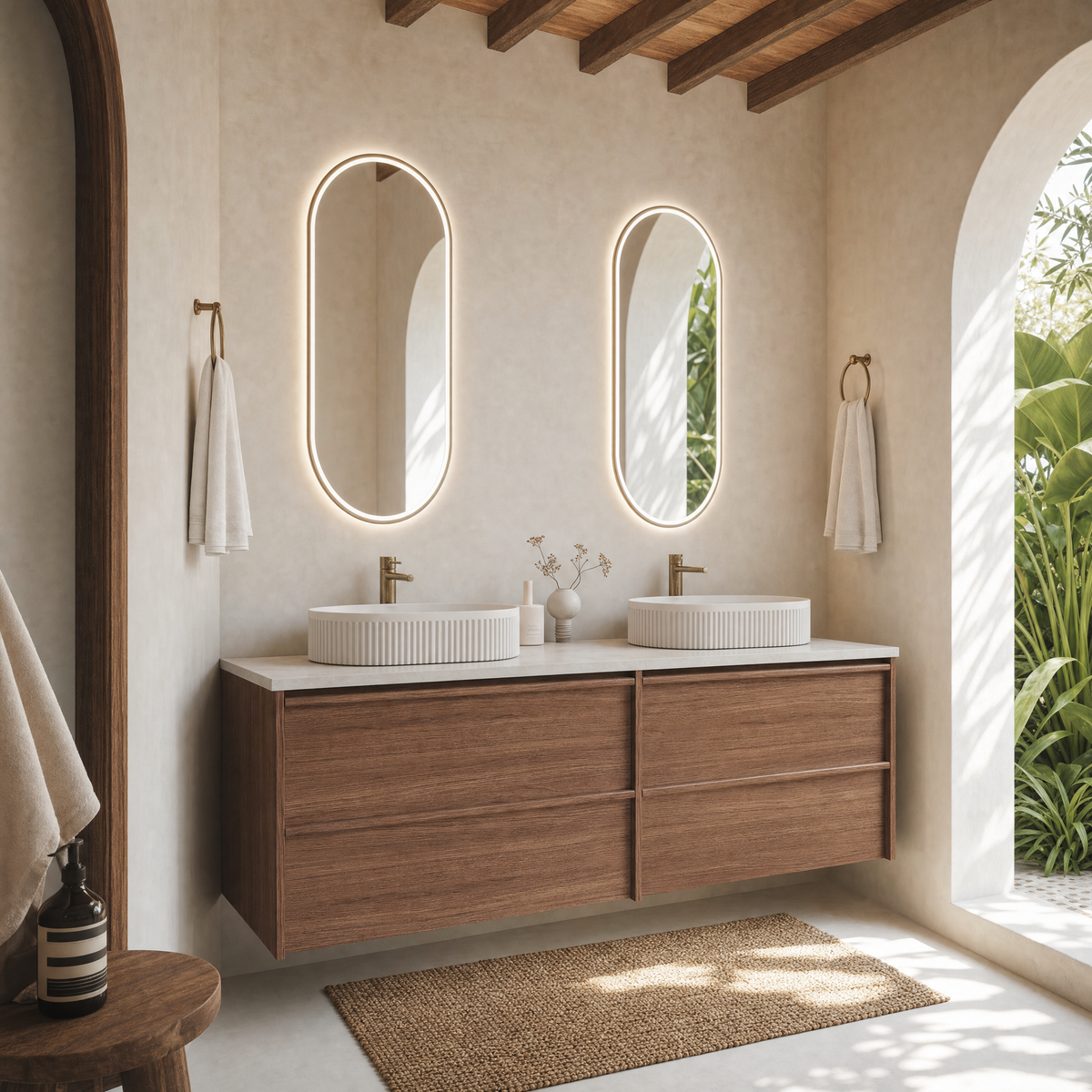 Aulic | 1800mm Venetta Walnut Framed Wall Hung Vanity