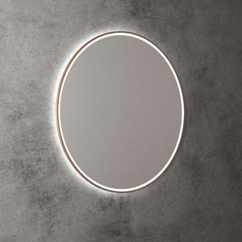 Windsor 900mm Touchless Round LED Mirror with Brushed Bronze Frame