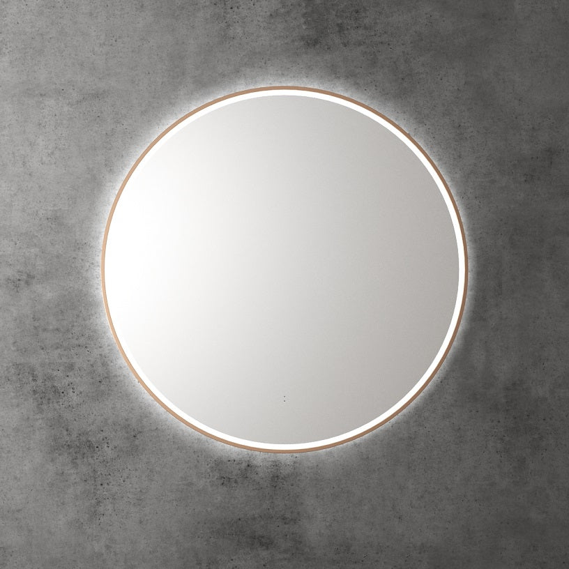 Windsor 900mm Touchless Round LED Mirror with Brushed Bronze Frame