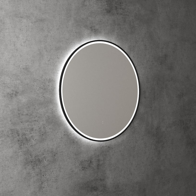 Windsor 700mm Touchless Round LED Mirror with Matte Black Frame