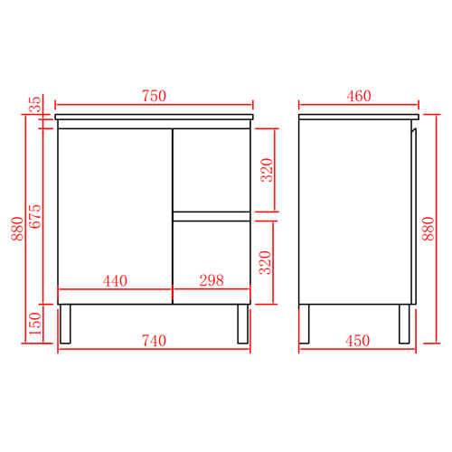 Nordic 750mm Free-Standing PVC Vanity