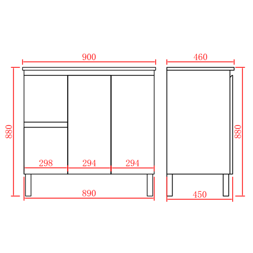 Nordic 900mm Free-Standing PVC Vanity