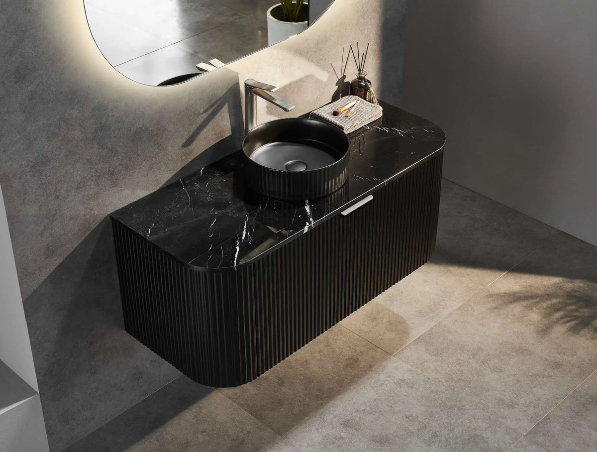Avalon 1200mm Matte Black Single Bowl Wall-hung PVC Cabinet