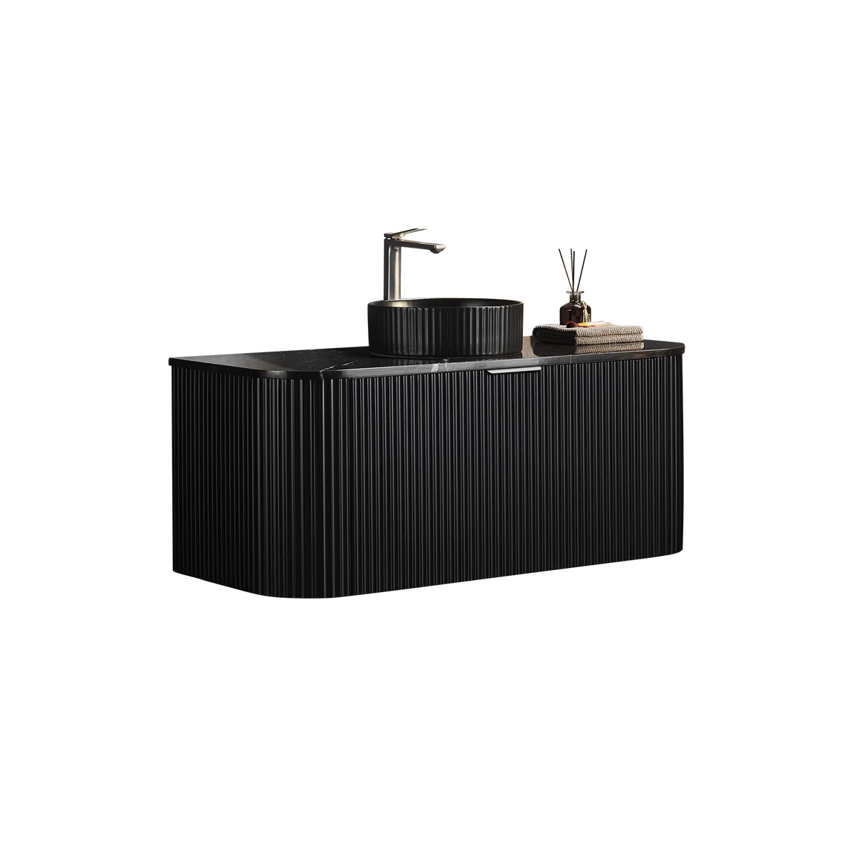 Avalon 1200mm Matte Black Single Bowl Wall-hung PVC Cabinet