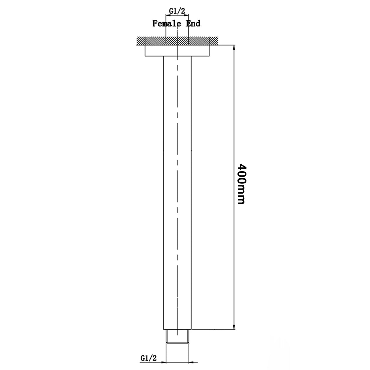 400mm Gunmetal Ceiling Shower Arm