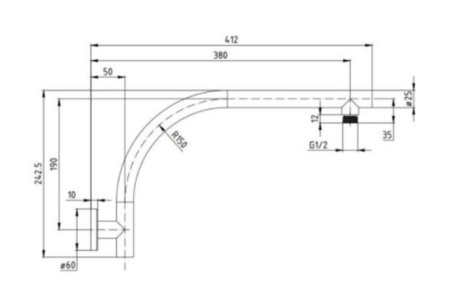 Elite Round Chrome High Rise Shower Arm