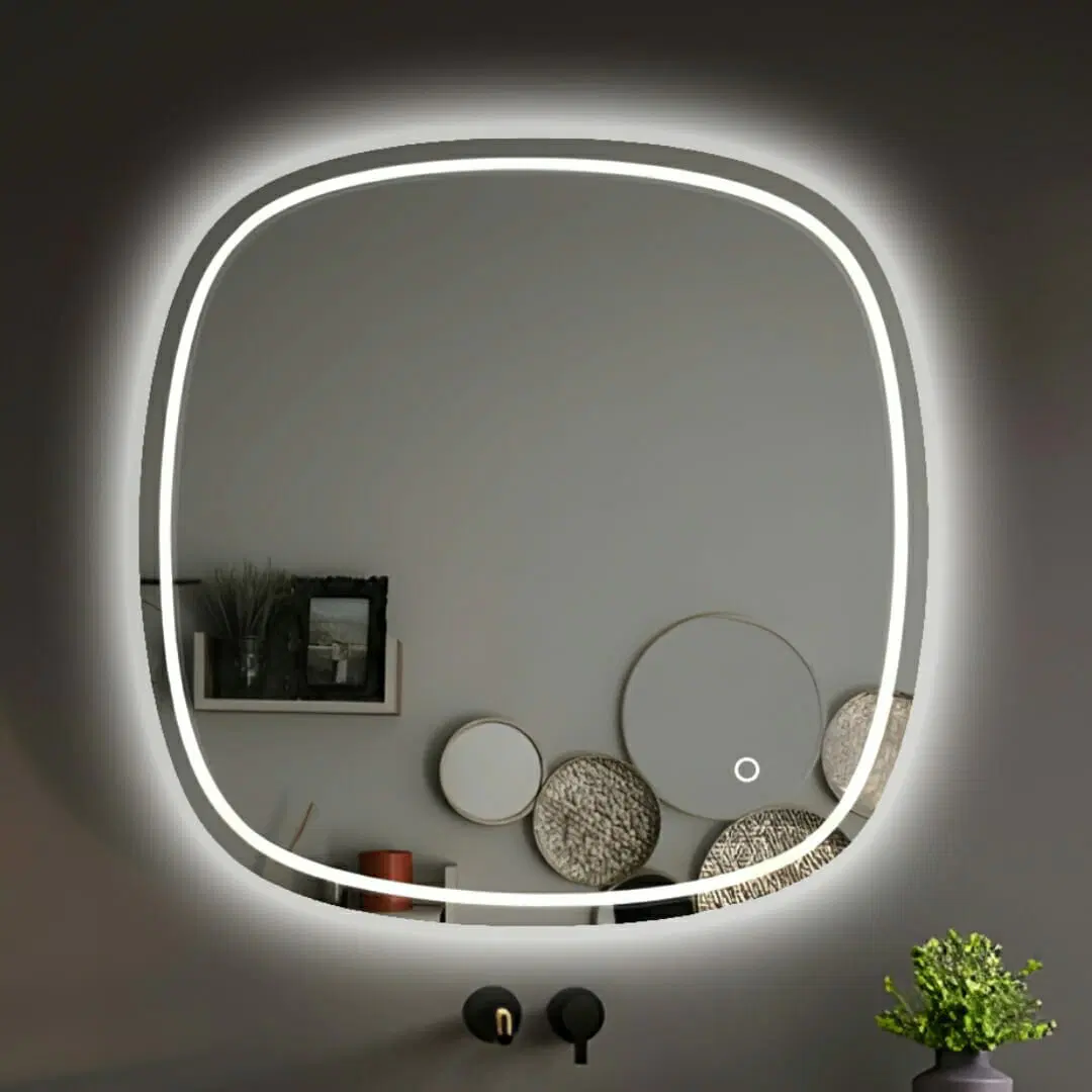 Rounded Edge 600x600mm Acrylic Front & Back lit LED mirror