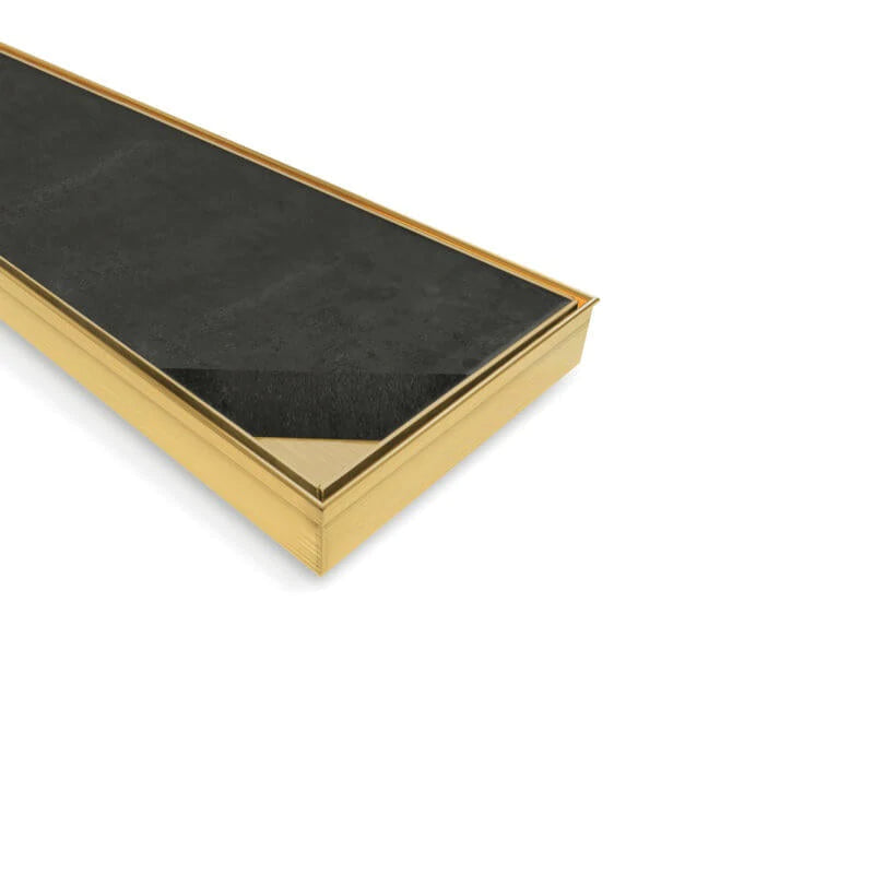 1000 mm | Brushed Gold Centre Outlet Tile Insert Stainless steel 304 Smart Linear Floor Waste Drain