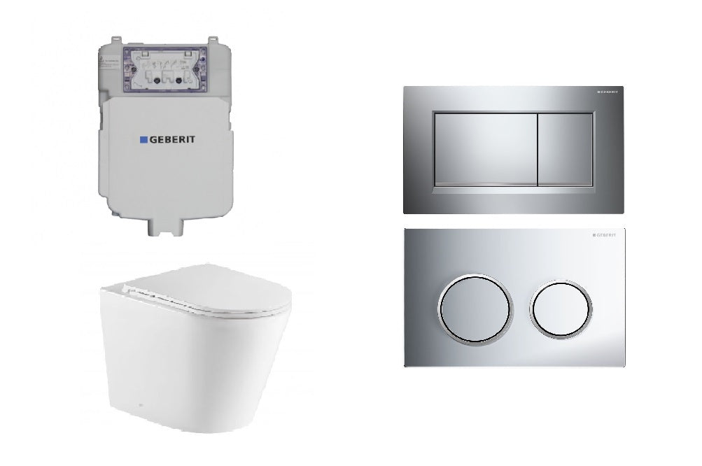 Zara Rimless In Wall Cistern Floor Pan Toilet Suite Package