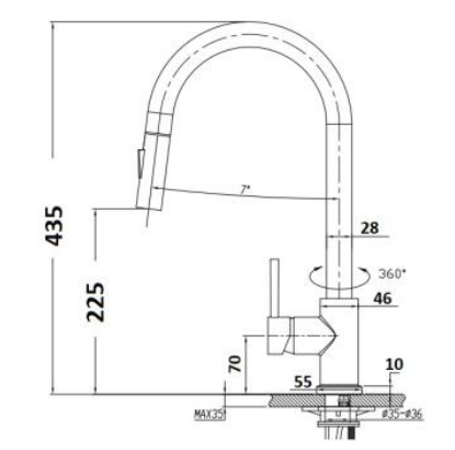 Miro Black Pull-out Kitchen Mixer