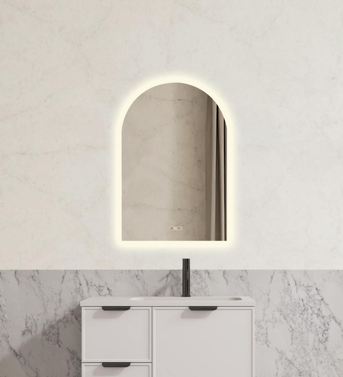 Arch 600x900 Backlit LED Mirror smart touch free controls