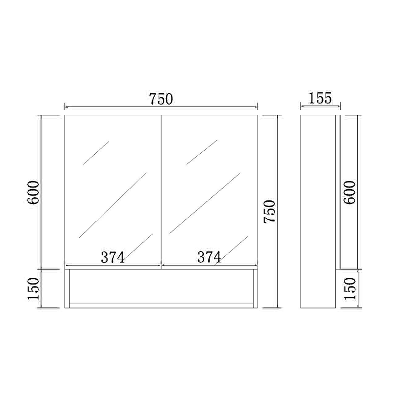 Riva Gloss White 750mm Double Door Shaving cabinet