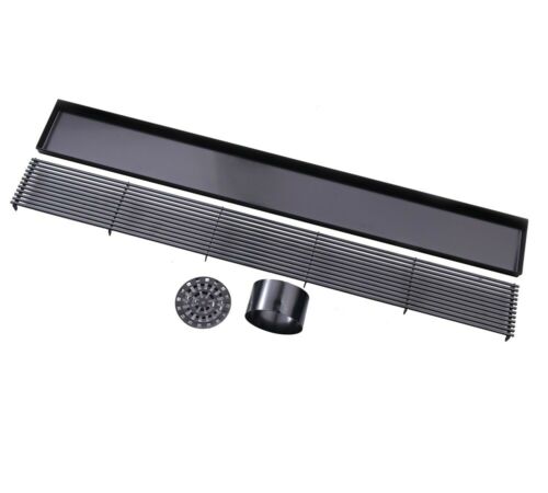 800mm Matte Black Grill Stainless steel 304 Modern Design Linear Waste Drain No outlet DIY