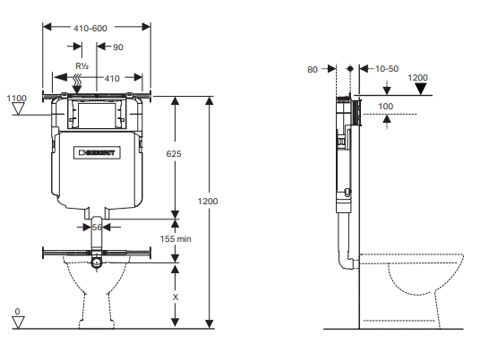 Zara Rimless In Wall Cistern Toilet Suite Package