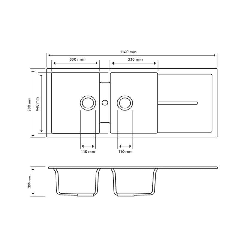 Carysil | 1160 Enigma Deep Black Granite Kitchen Sink - Acqua Bathrooms
