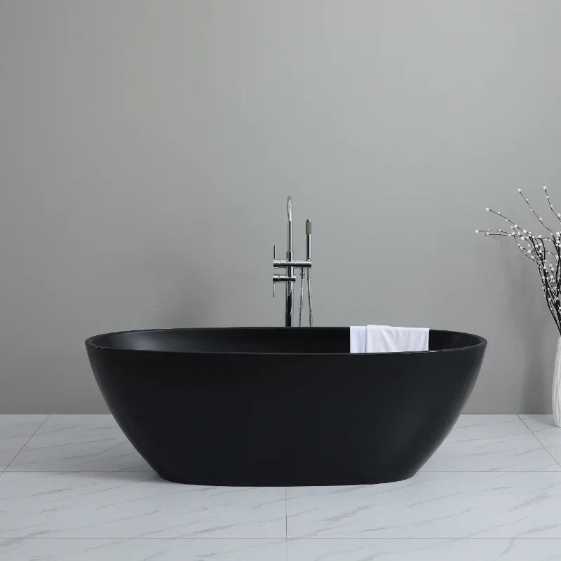 Stella 1500mm Matte Black Round Freestanding Bathtub