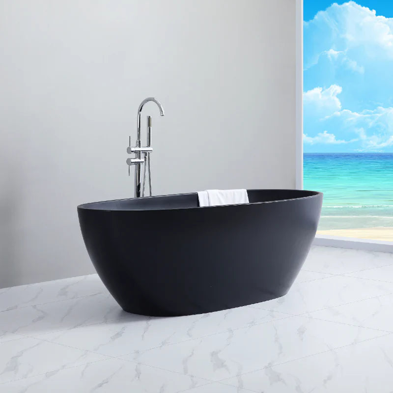 Stella 1500mm Matte Black Round Freestanding Bathtub