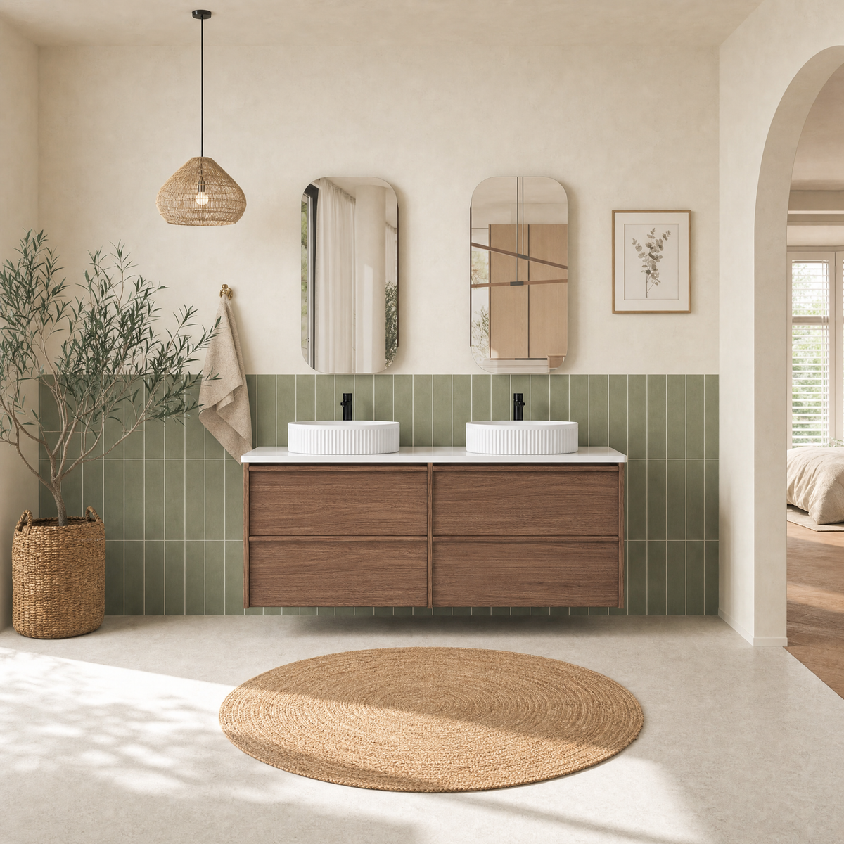 Aulic | 1500mm Venetta Walnut Framed Wall Hung Vanity